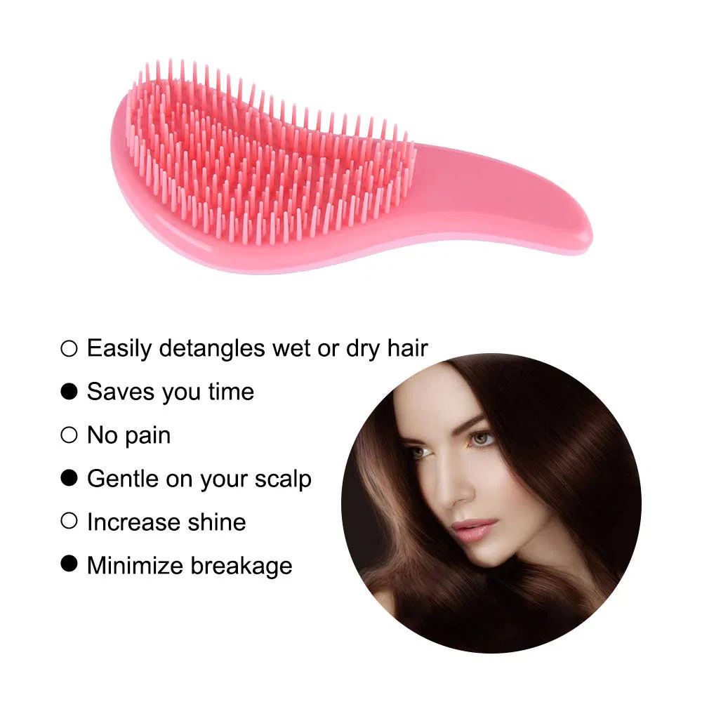 Cheap Mini Size Curved Natural Glide Detangling Hair Brush with Printing for Adults and Kids Natural Curly Straight Wet or Dry Hair