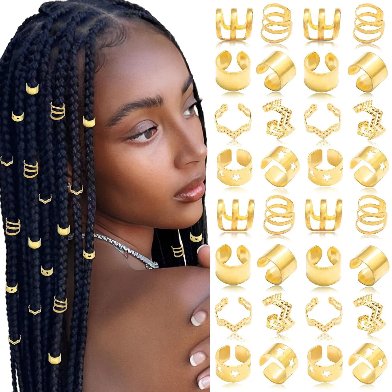 Wig Braid Dreadlock Metal Hair Extension Ring Set for Hair Accessories