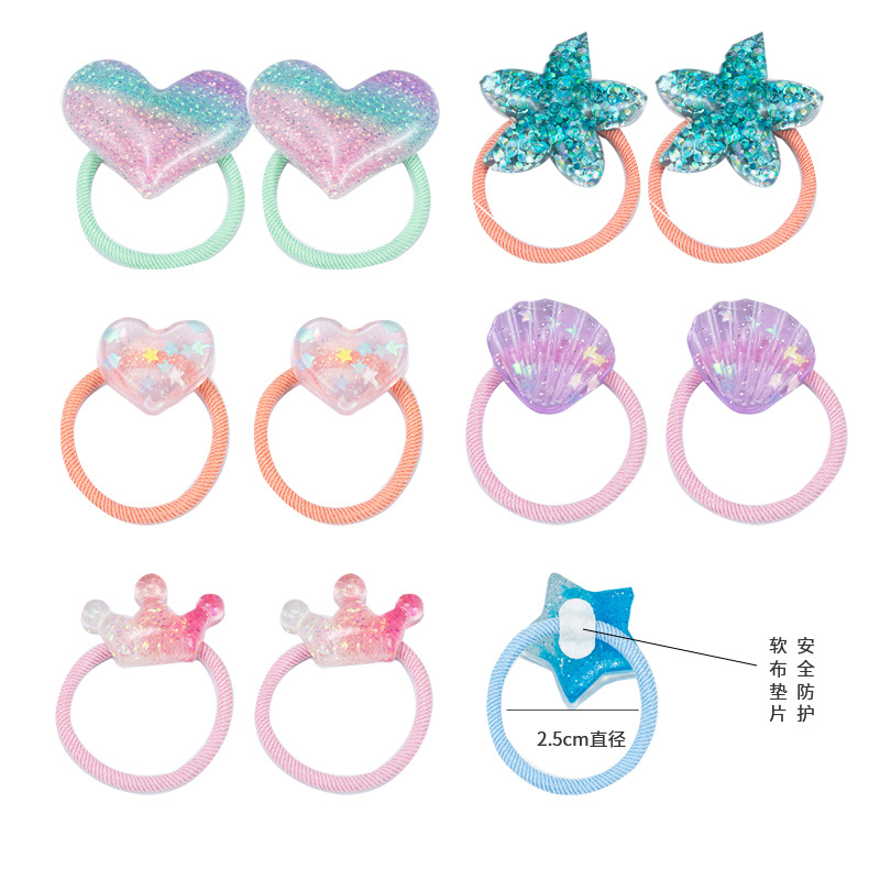 Gentle No-Damage Elastic New Love Star Children's Hair Ties Rainbow Crown Cute Adorable Baby Hair Accessories for Toddlers
