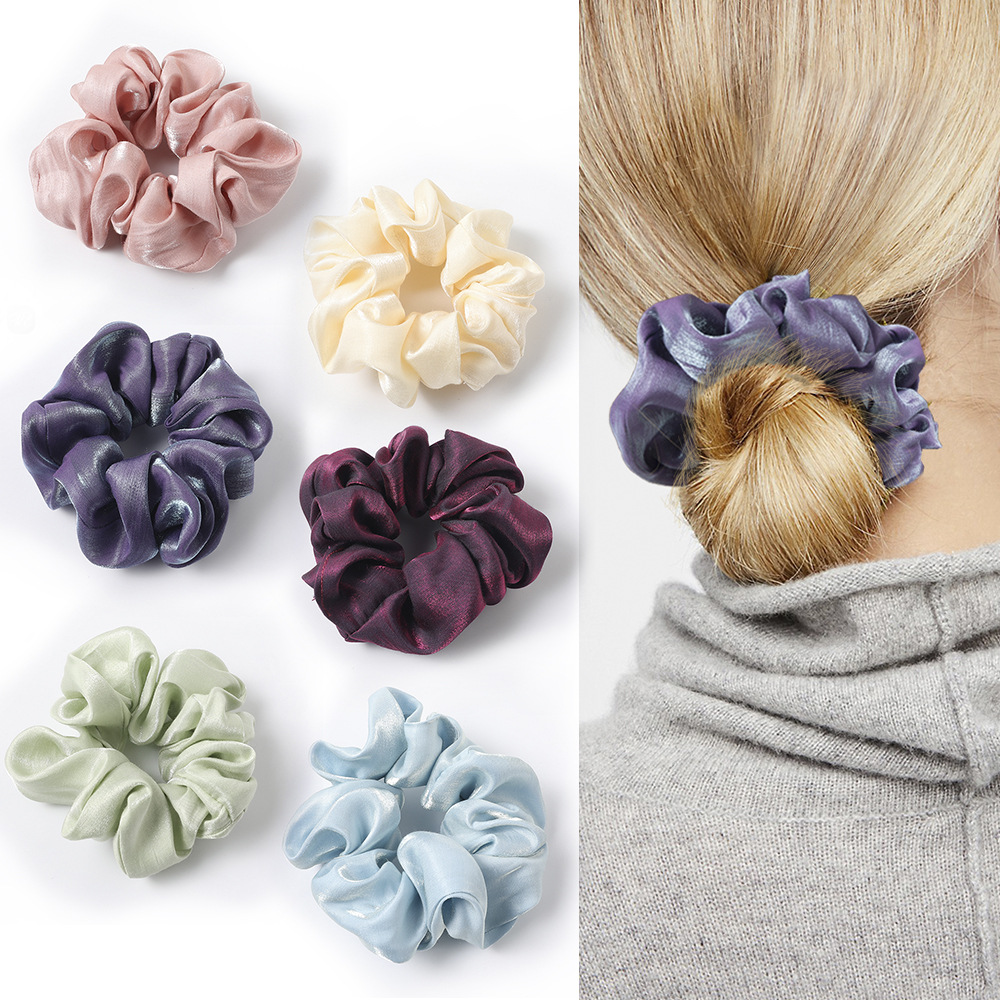 High Quality Custom Hair Ties Ladies Fancy Silk Satin Hair Scrunchies