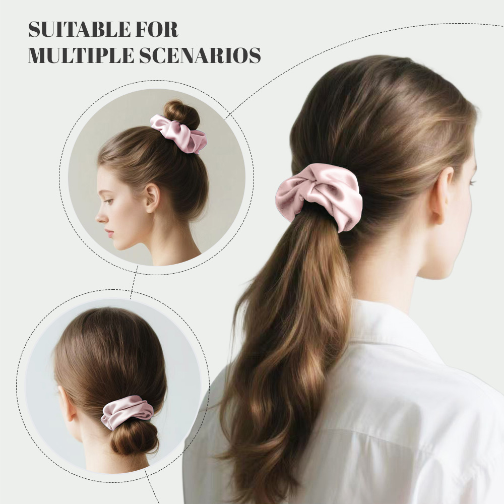 Scrunchies Customized Personalized Luxury 4cm 3.5cm Elastic Hair Embroidered Mulberry Silk Scrunchies Set With Box Logo