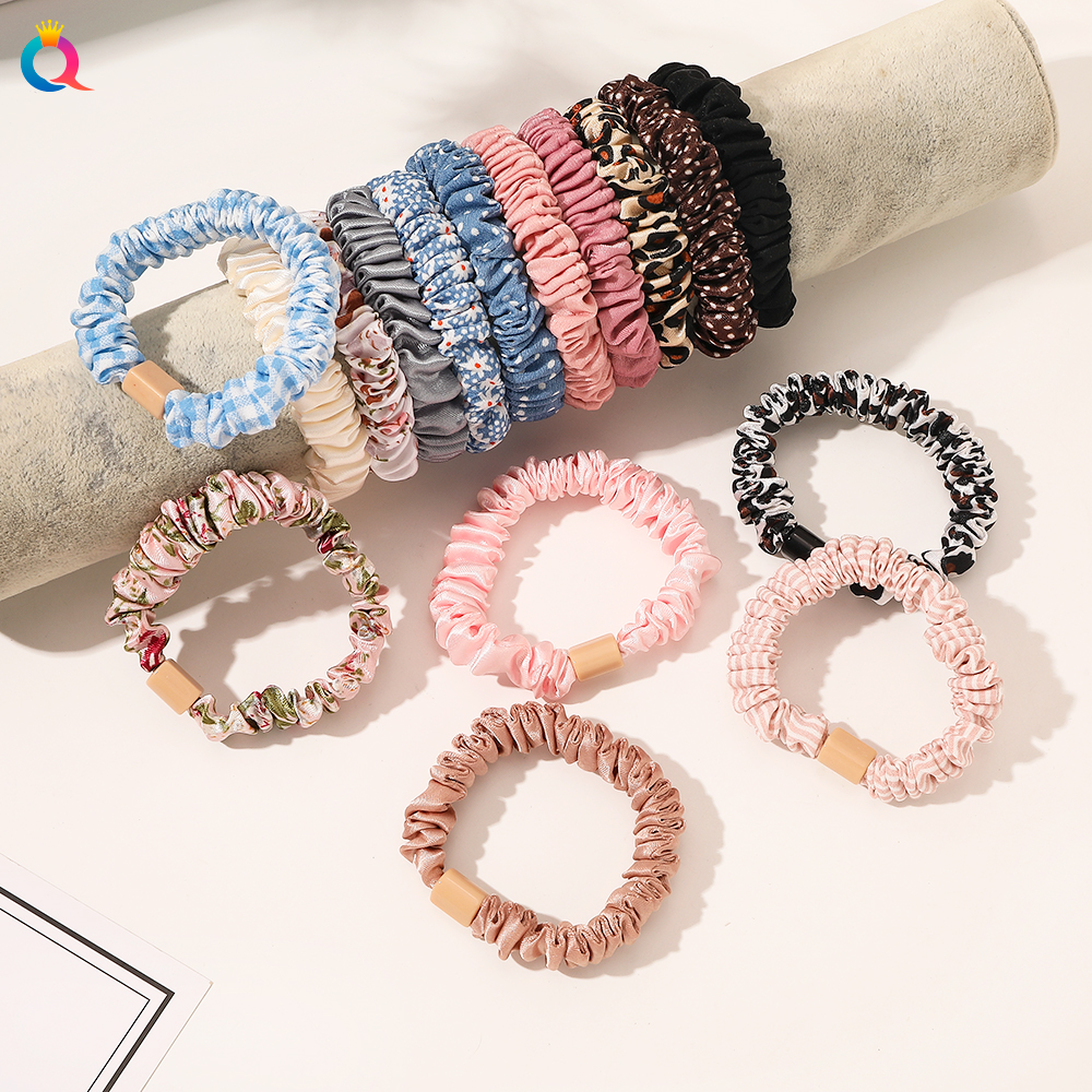 New Skinny Satin Scrunchies Hair Ties Woman Scrunchy Chouchou Ponytail Holder