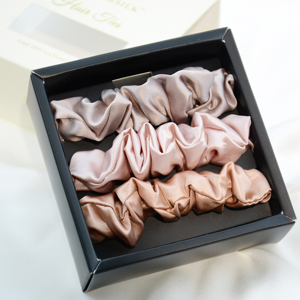100% Pure Silk Luxury Scrunchie Bulk Hair Accessories with Custom Logo Label &amp; Box for Home &amp; Hotel Use Pillow &amp; Cushion Cases