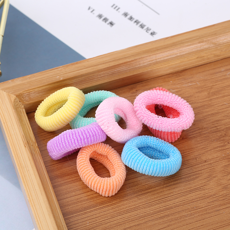 Wholesale Colorful Stretchy Cord Girls Children Hair Band Elastic Nylon Seamless Soft Towel Rubber Elastic Hair Tie