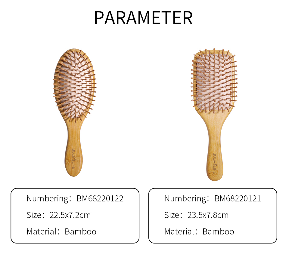 BOOMHOME Wooden Hair Brush Bamboo Square Oval Custom Paddle Brush Bristles Hair Comb Women Men Massage Scalp Bamboo Hairbrush