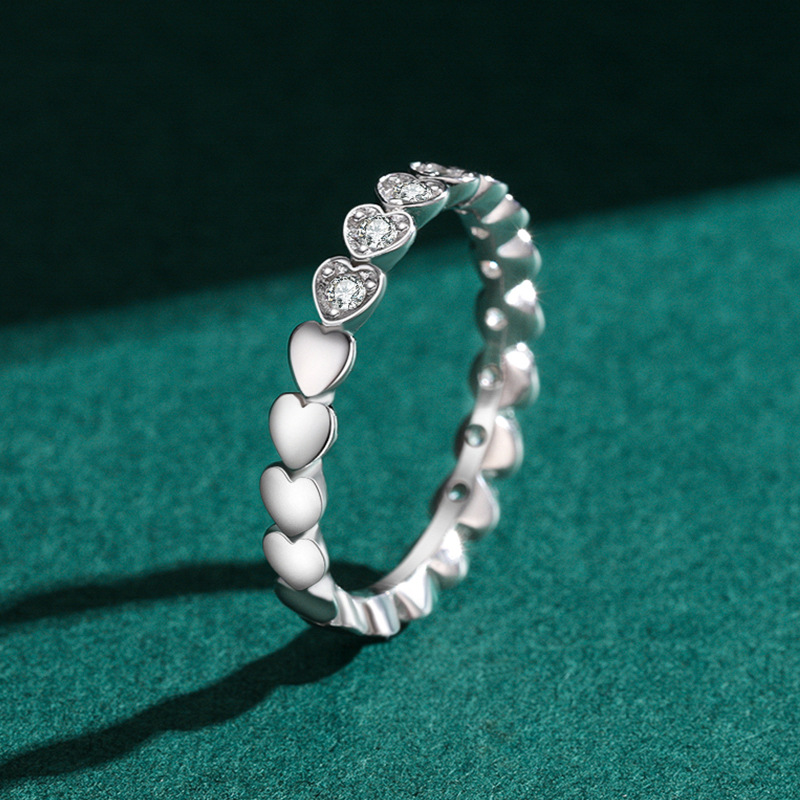 Custom Fashion 925 Sterling Silver Heart Shaped Ring Trendy Simple Accessories Women Fine Jewelry Rings