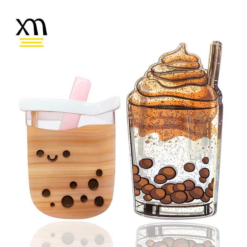 Custom Design Kawaii Boba Milk Tea Hair Claw Clip Cute Acetate Bubble Tea Clutchers Hair Clip For Girl Fashion Trending Hairclip
