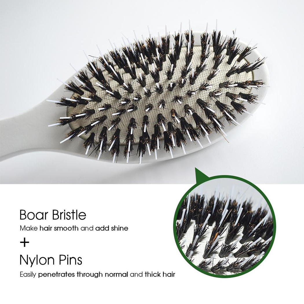 Custom Logo Bamboo Wood Wig Hair Curly Hair Brush For Women Paddle Air Cushion Boar Bristle Hair Extension Boar Brush With Logo