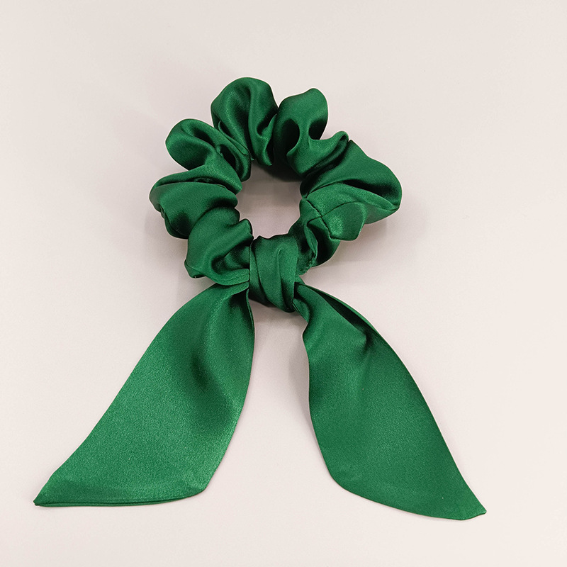 Custom Elastic Mulberry Silk Hair Scrunchies Retro Print Ribbon Bow Ties for Women Sweet Style Fashion Accessories