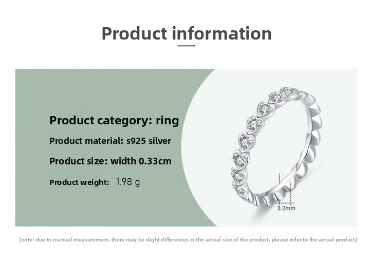 Custom Fashion 925 Sterling Silver Heart Shaped Ring Trendy Simple Accessories Women Fine Jewelry Rings