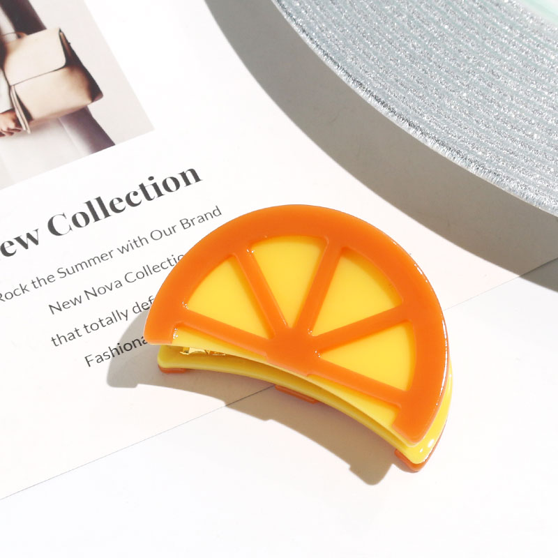 Bulk Eco Friendly Fruit Shape Banana Hair Claw Clips logo Custom Orange Women's Hair Clips Trendy Acetate Hairclaw Biodegradable