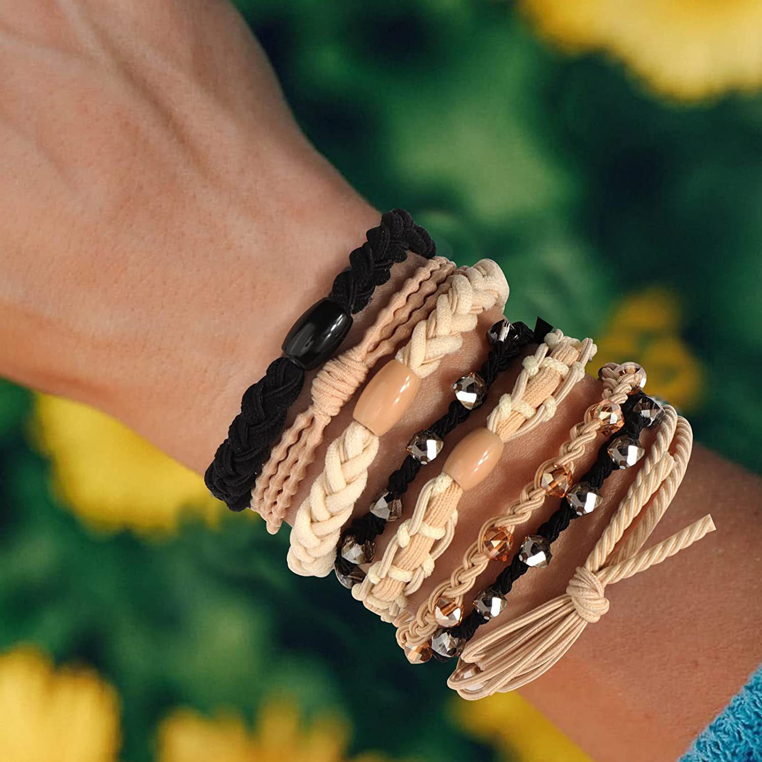 Boho Hair Ties for Women Cute Hair Tie Bracelets for Pony Tails Bracelet Hair Ties Brands with Elastic