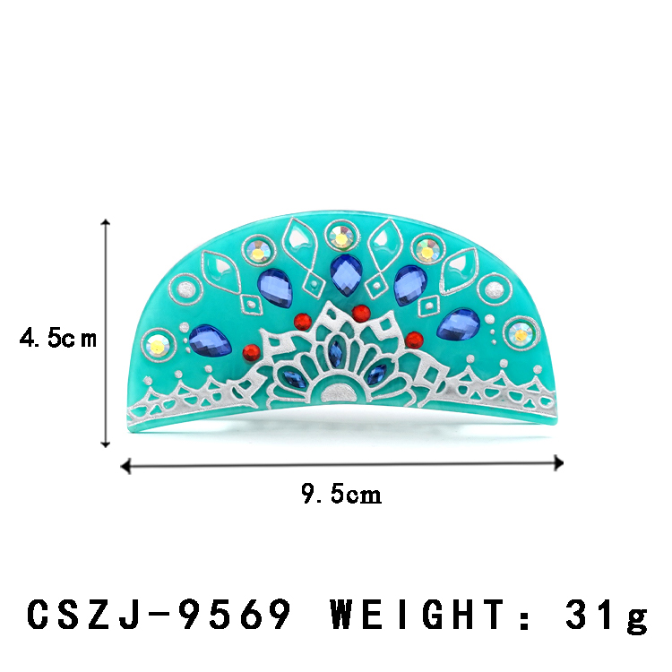 OEM High Quality Luxury Design 9.5cm Rhinestone Acetate Hair Claws Retro Totem Unisex Claw Clips Haarspangen Y&amp;Y Brand Custom