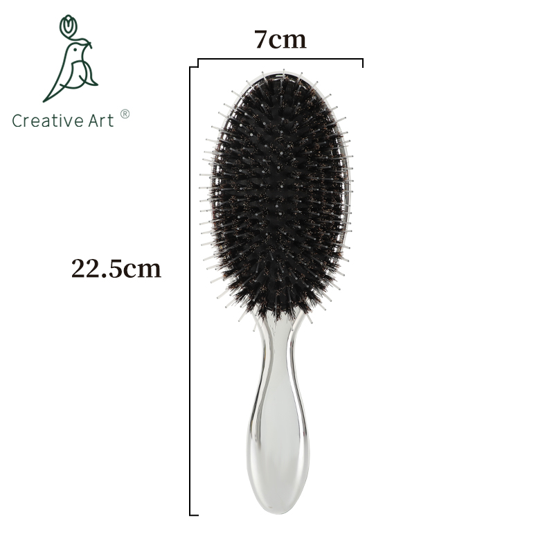Factory Wholesale Custom Box Hair Extensions Brush Silver Electroplating Air Cushion Boar Bristle Brush