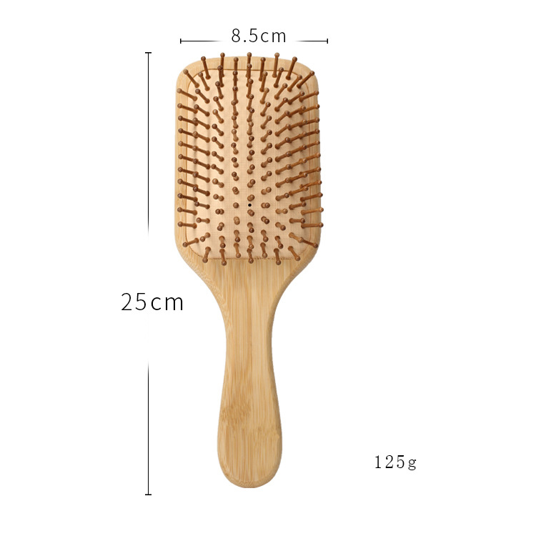 2026 Natural Organic Comb Customized logo Natural Bamboo Hair Brush Biofriendly airbag Hairbrush