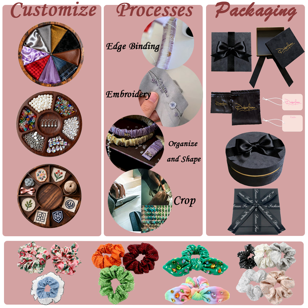 DREAM FASHION Flower Cute Solid Color Extra Large Hair Scrunchies Wholesale Extra Large Women Hair Accessories