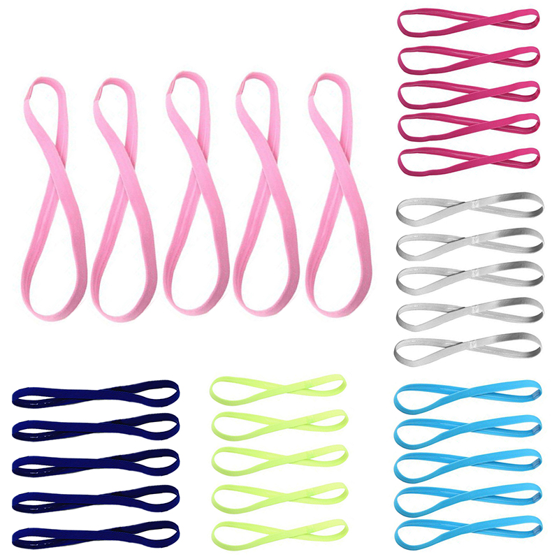 Candy Color Women Men Yoga Hair Bands Sports Headband Non-Slip Running Elastic Rubber Sweatband Football Hair Accessories