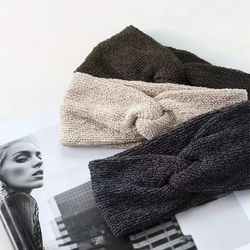 Korean Style Ladies Knit Cross Sports Headband Autumn Hair Band