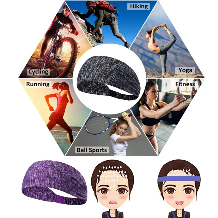New Trendy Moisture Wicking Sports Hair Ornament Bandana Hairbands
