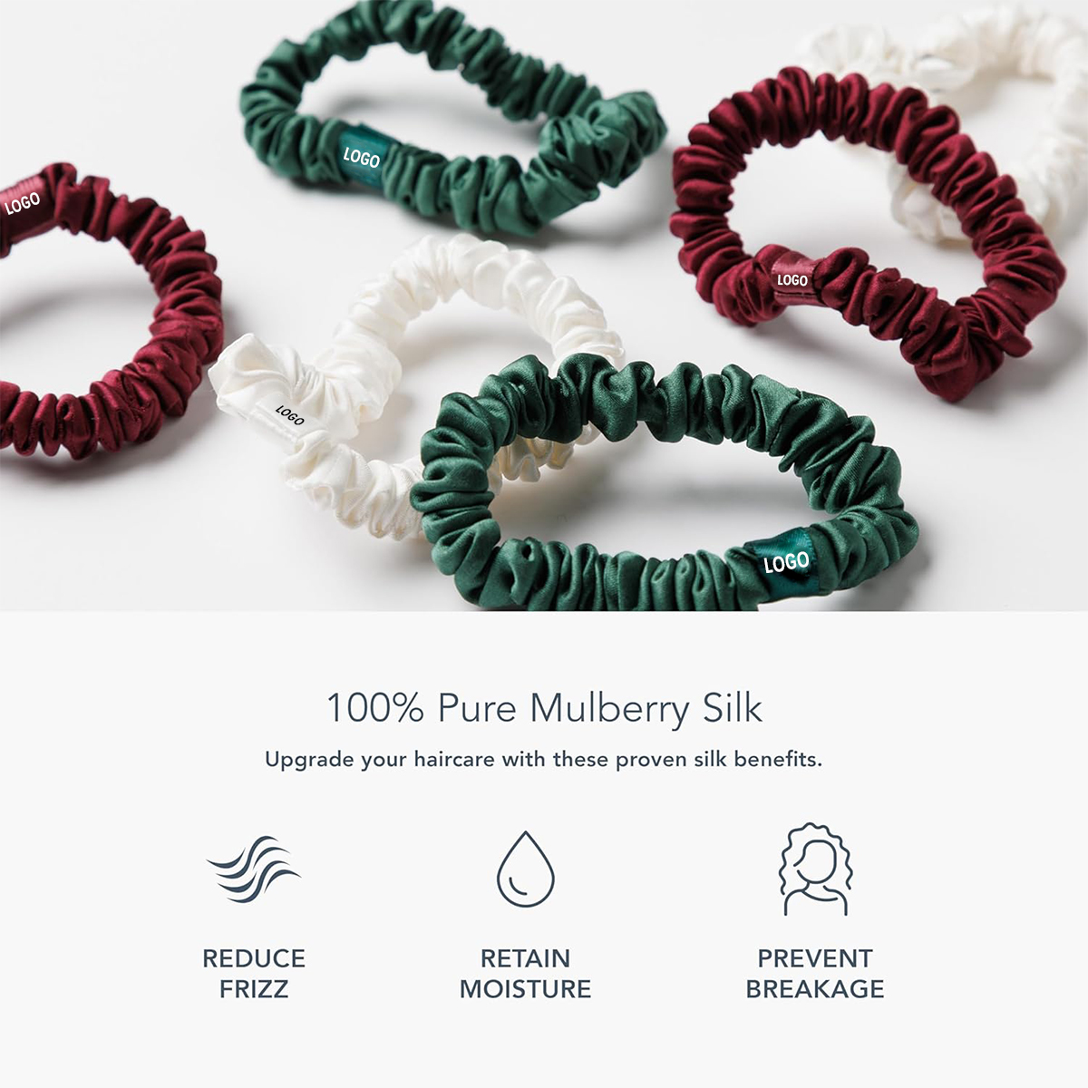 Custom 100% Mulberry Silk Hair Scrunchies Elastic Hair Bands For Women Silk Hair Ties Silk Scrunchies Set