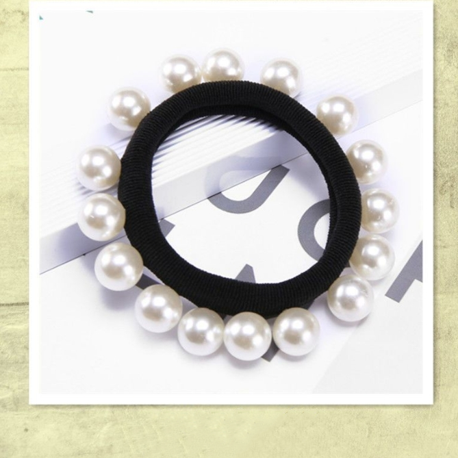 Wholesale Factory Production Hair Accessories Hair Tie for Women Pearl Hair Tie Fashion Nylon Towel Tie