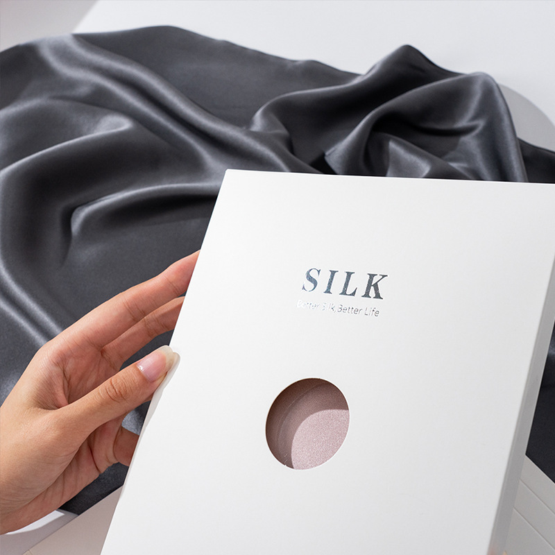 Custom Logo Pink Satin Imitated Silk Pillow Case Set Scrunchie Box Hair Tie Luxury Sleep Eye Mask Pillowcase Gift Box Set