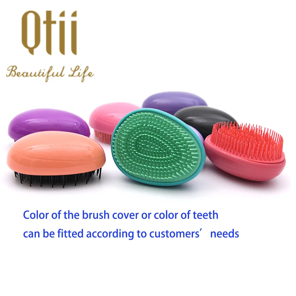 Egg Stone Shape Smaller Detangling Hair Brush in Solid Color for Kids and Adults