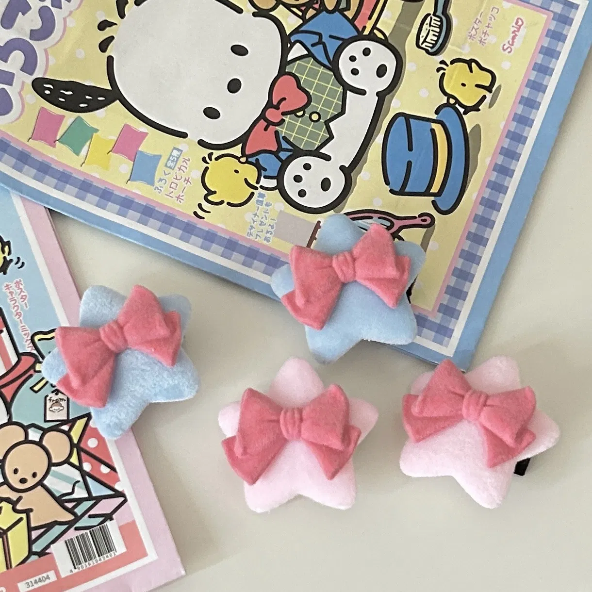 Gentle Korean Style Girl Style Plush Bow Soft and Cute Hair Clip Ins Sweet Edge Clip Pentagram Hair Accessory