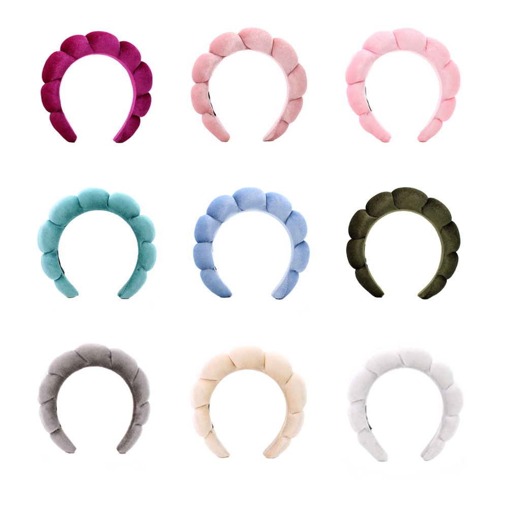 Jiamu New Fashion Women Headbands Factory Handmade Customizable Velvet and Terry Cloth Twist Sponge Spa Headband for Women