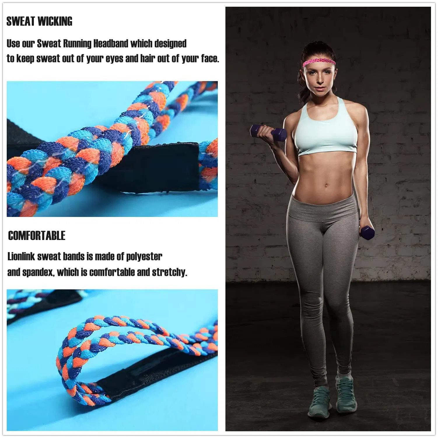 Sports Headbands, Sweatband and Hair Bands for Women and Men, Non-Slip Elastic for Running, Walking, Cycling, Yoga and Mor