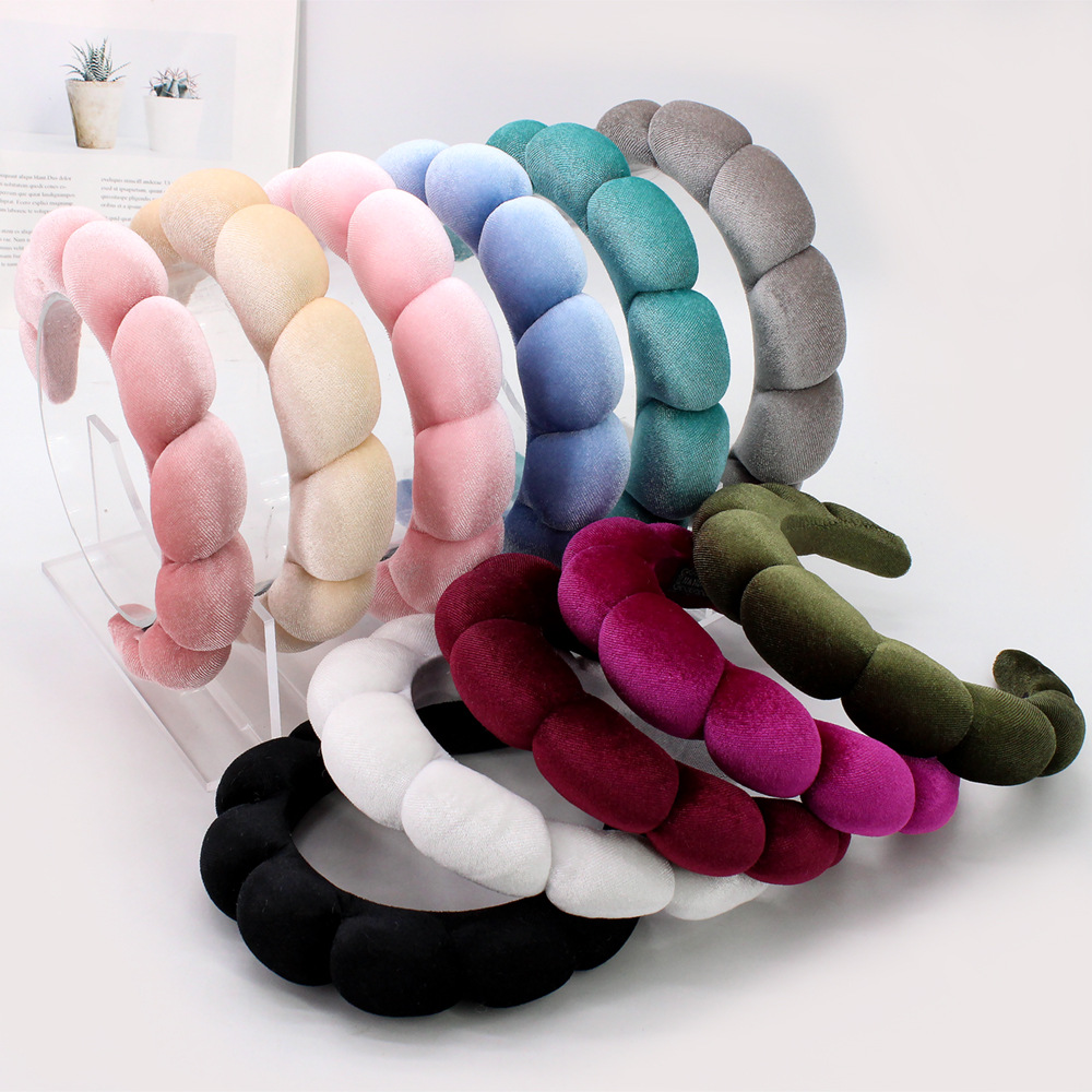Jiamu New Fashion Women Headbands Factory Handmade Customizable Velvet and Terry Cloth Twist Sponge Spa Headband for Women