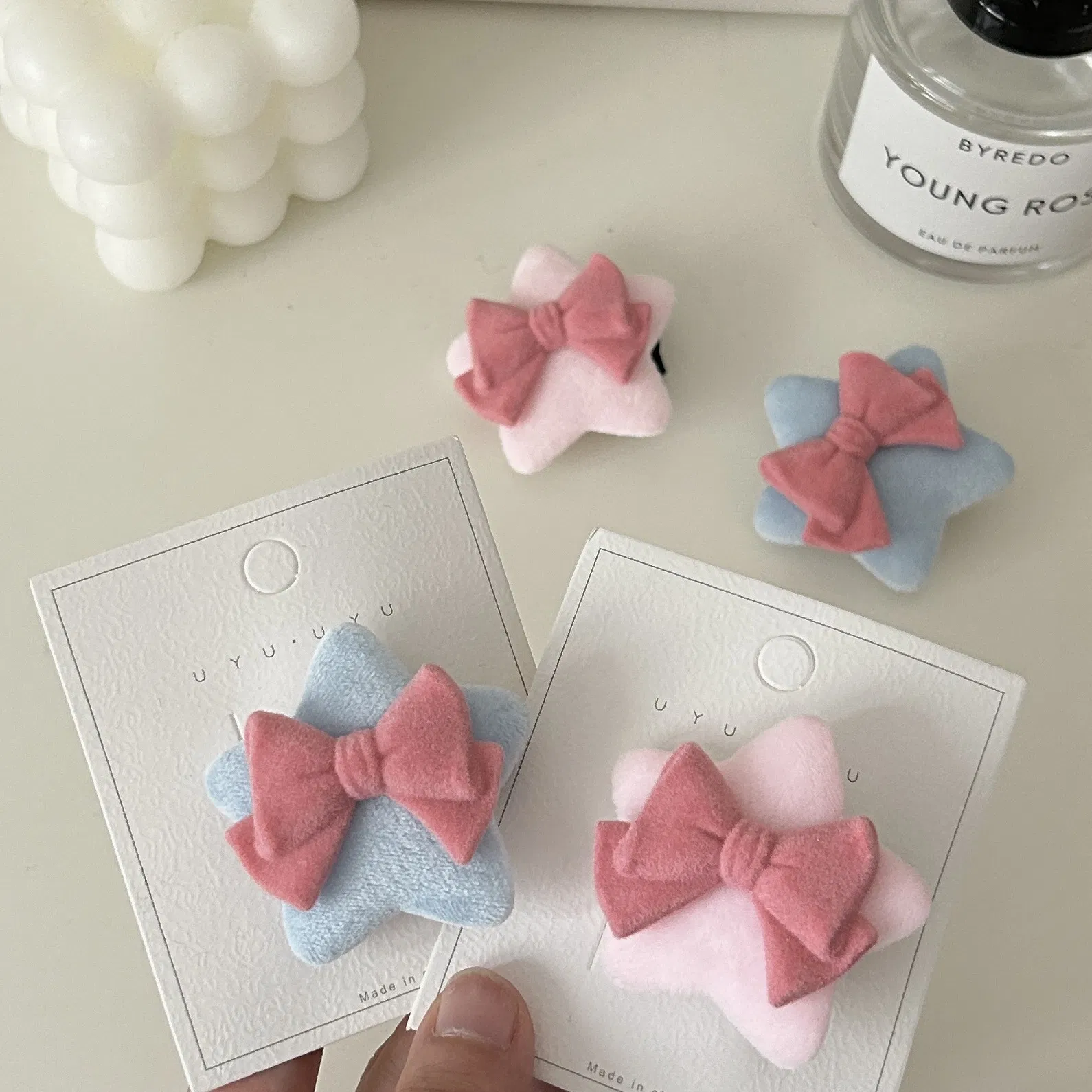 Gentle Korean Style Girl Style Plush Bow Soft and Cute Hair Clip Ins Sweet Edge Clip Pentagram Hair Accessory