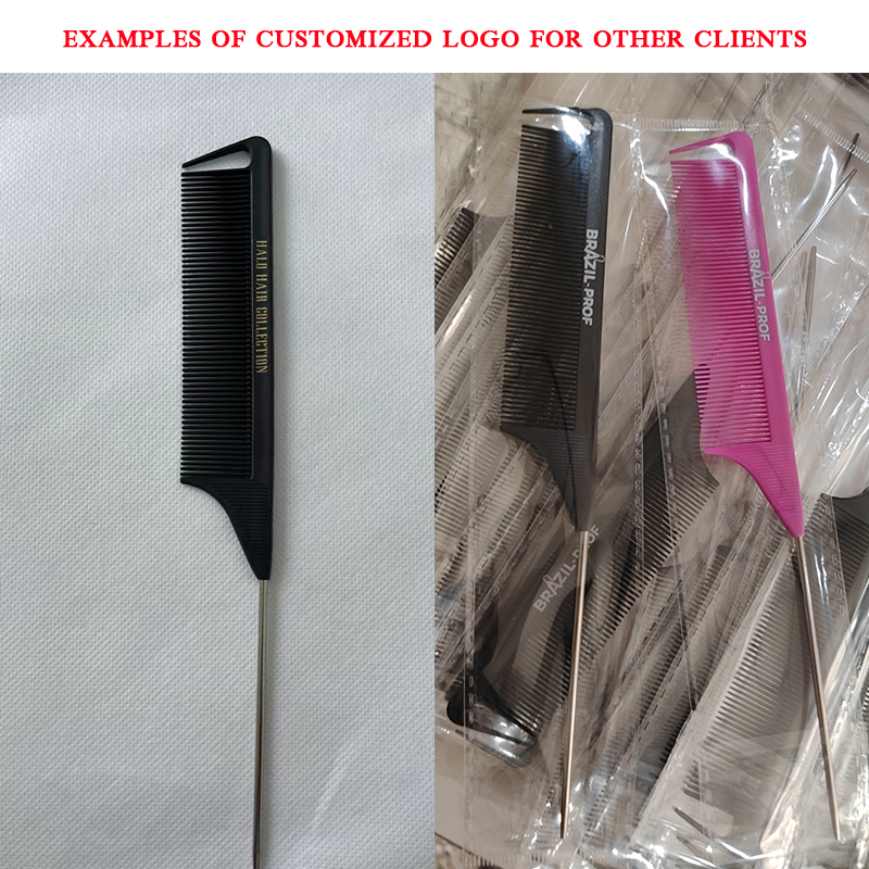 Hot Sale Anti Static ABS Rat Tail Comb Salon Hairdressing Parting Hair Comb Custom Logo Carbon Braiding Comb