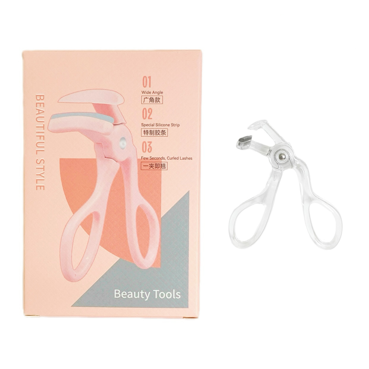 Transparent Eyelash Curler Makeup Beauty Accessory Lash Curler with Comb Lash Extension Silicone Pad Widen Eyelash Curler