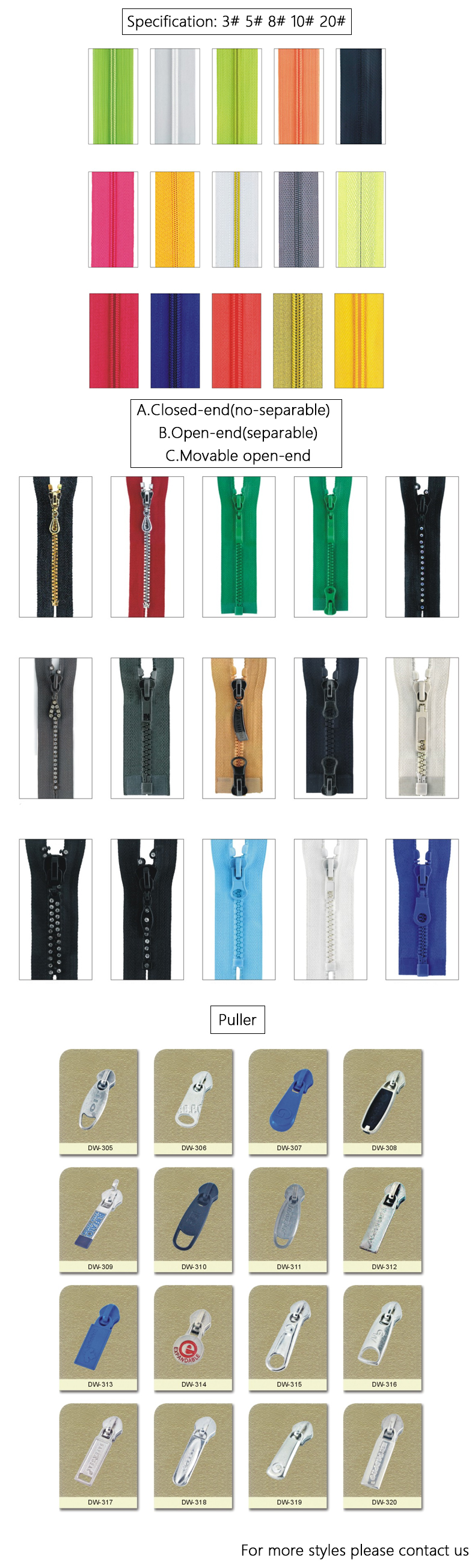 Customizable Zipper Options