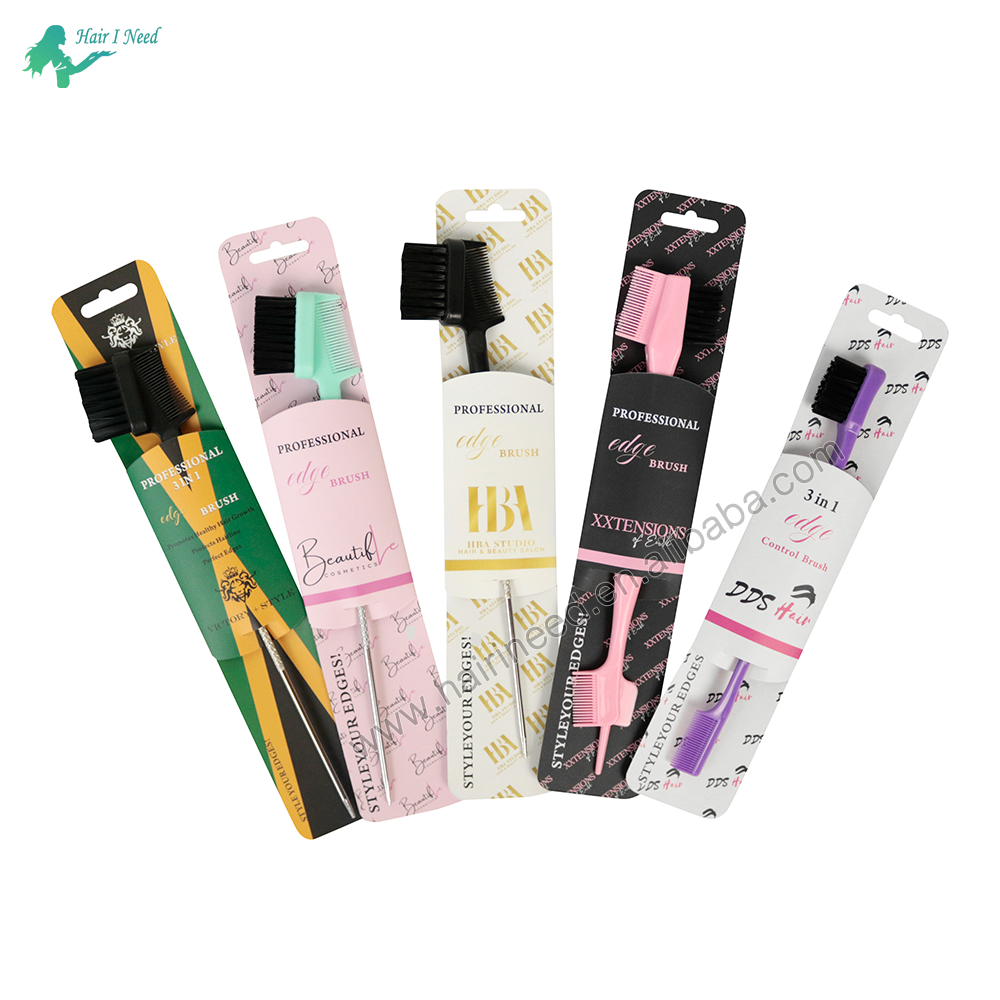 Luxury Private Label Individual Package 3 in 1 Hair Styling Tools Edge Control Brush Edge Brush With Custom Logo Packaging