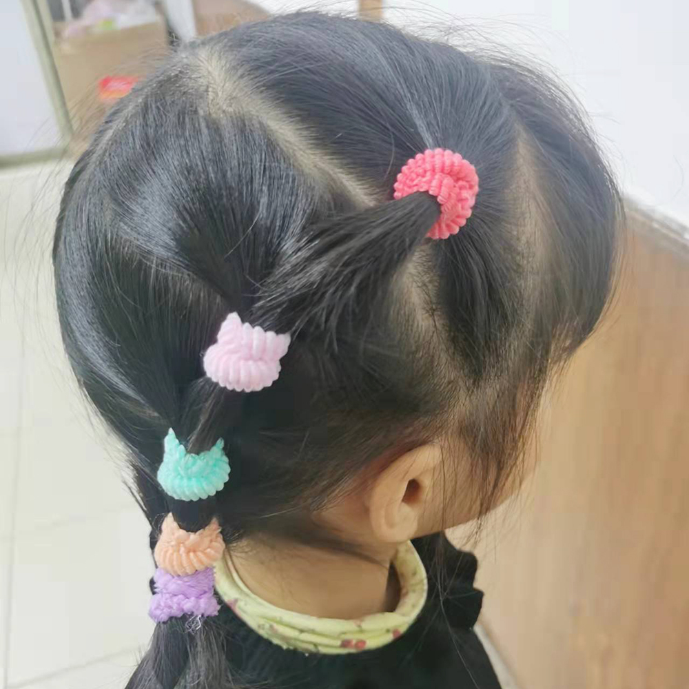 Wholesale Colorful Stretchy Cord Girls Children Hair Band Elastic Nylon Seamless Soft Towel Rubber Elastic Hair Tie
