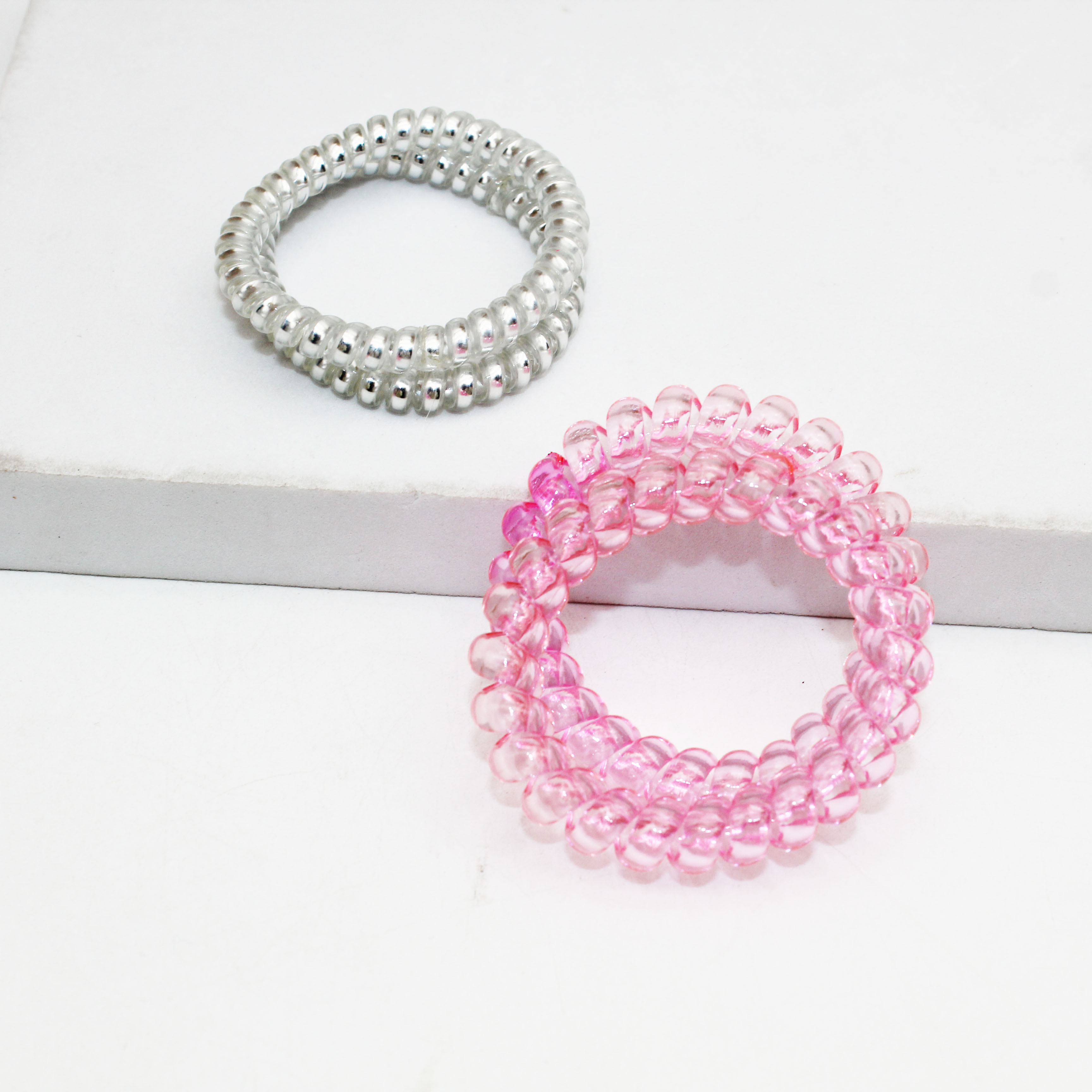 Jachon No Crease Spiral Hair Tie No Damage Spiral Plastic Hair Elastics Ponytail Holder Telephone Cord Plastic Hair Ties