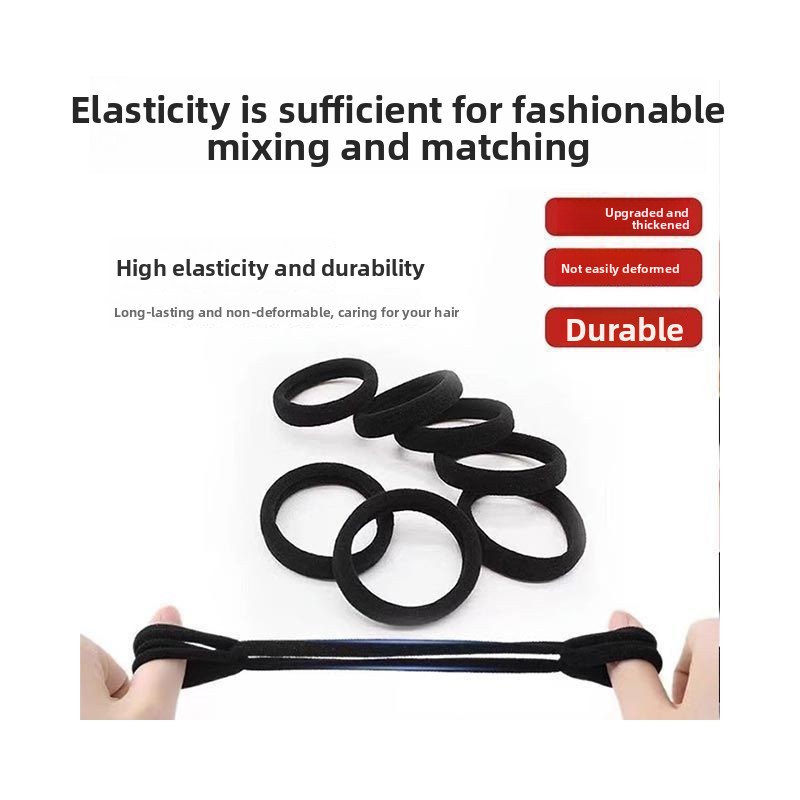 Wholesale Women's Black Hair Tie Elastic Hair Band High Elasticity Durable Simple Rubber Band Elegant Thick Ponytails Popular