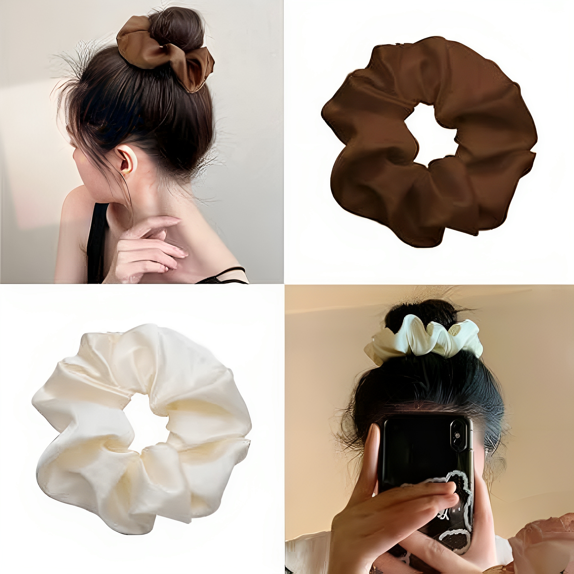 Manufacturer Satin Scrunchie Custom Label Logo Hair Scrunchie Silky Satin Elastic Hair Bands Hair Accessories Ponytail Holder
