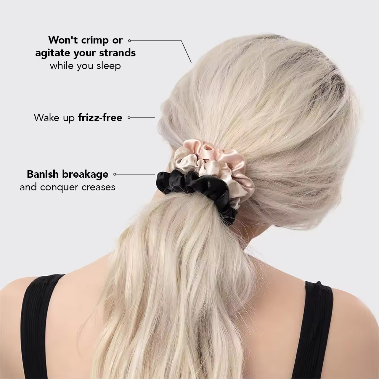 Sweet Elegant Large Elastic Black Hair Tie Bands Stain Scrunchies Women's Accessories Handmade Eco-Friendly 3.5CM
