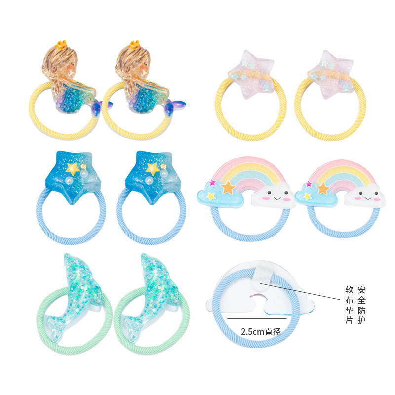 Gentle No-Damage Elastic New Love Star Children's Hair Ties Rainbow Crown Cute Adorable Baby Hair Accessories for Toddlers