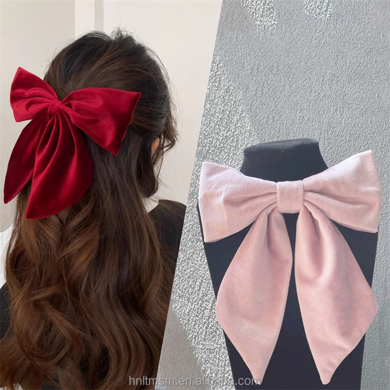 Velvet Bow Hair Clip Color Options