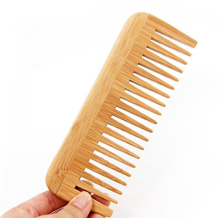 Custom Logo Natural Bamboo Anti Static Wide Tooth Hair Comb For Home Use Fashion Style Wholesale