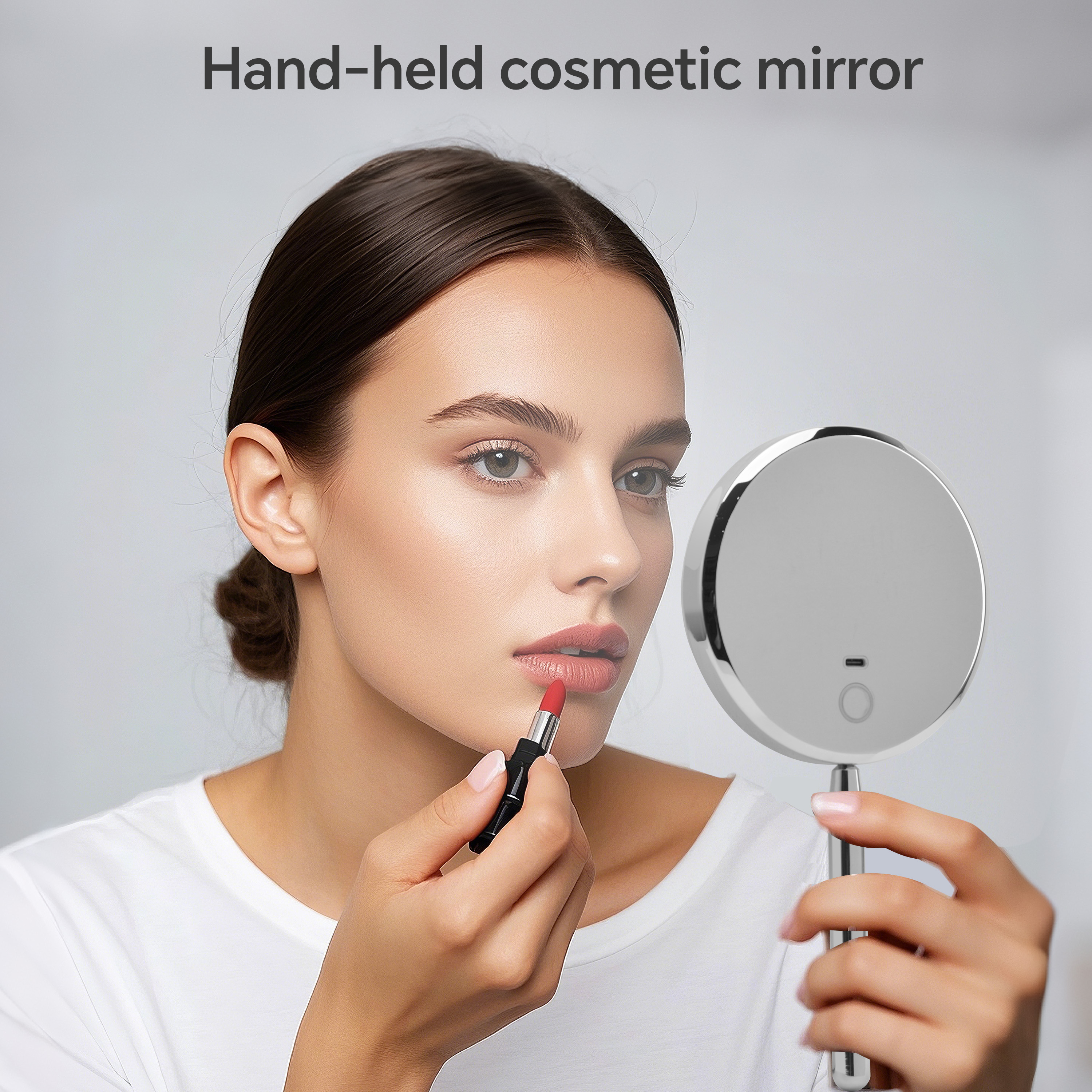Support OEM ODM Customization Travel Makeup Mirror Portable 3x LED Lights Metal Single Sides Handheld Compact Pocket Mirror