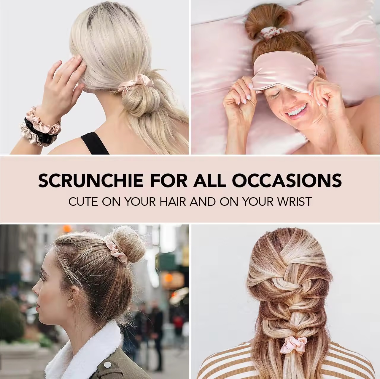 Sweet Elegant Large Elastic Black Hair Tie Bands Stain Scrunchies Women's Accessories Handmade Eco-Friendly 3.5CM