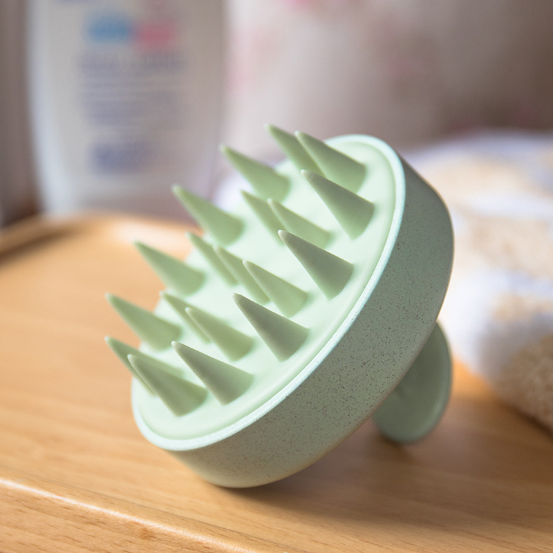 Custom Silicone Scalp Brush Head Massager Private Label Foldable Cushion Hair Wash Tools With Wheat Straw Shampoo Shower Brush