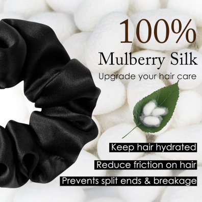 Wholesale 22 Momme Silk Hair Tie,6A Grade Washable With OEKO-TEX,Custom Package Silk Scrunchies