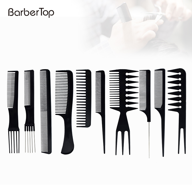 10pcs Set Plastic Hair Combs Salon Hairbrush Kit Anti-static Hair Comb Tool Set Custom LOGO OPP Bag Or OEM Plastic Comb In Kg