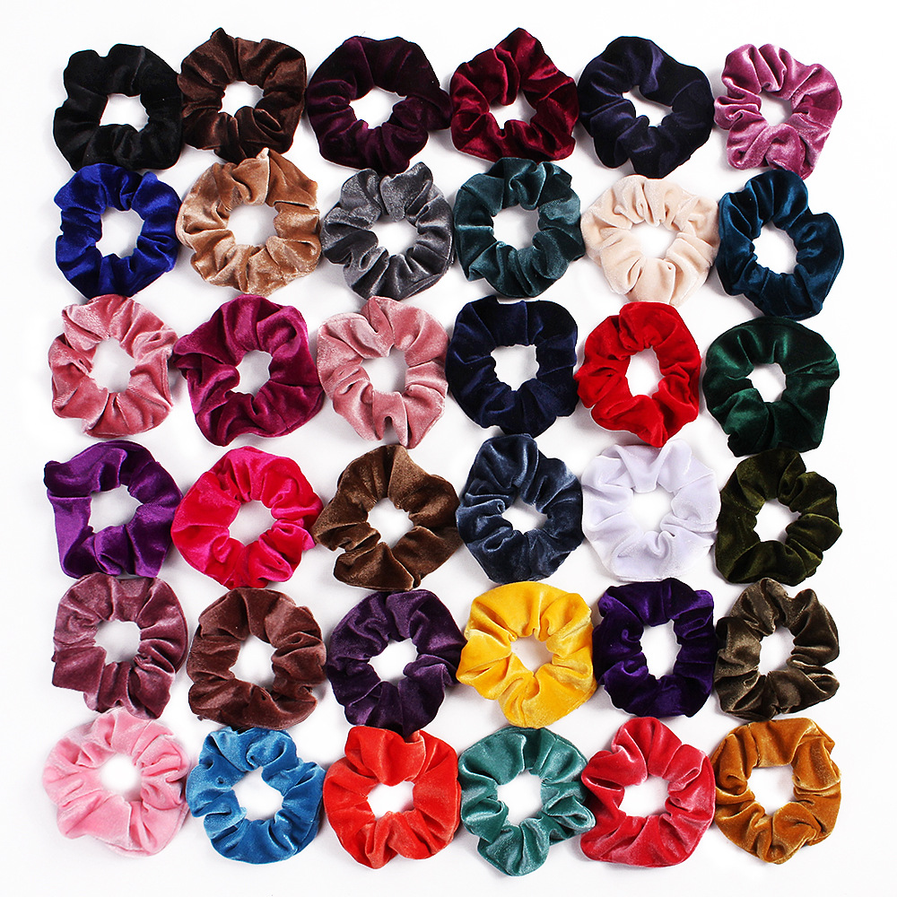 Fashion Hair Tie 46 Colors Velvet Large Intestine Hair Tie Adult Head Flower Hair Band Manufacturer